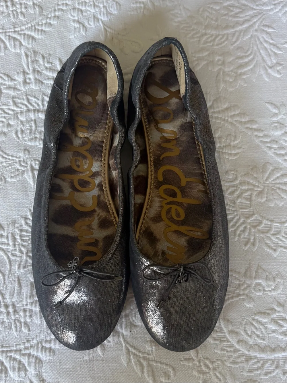 Sam Edelman Metallic Pewter Felicity Ballet Flats. Size 11